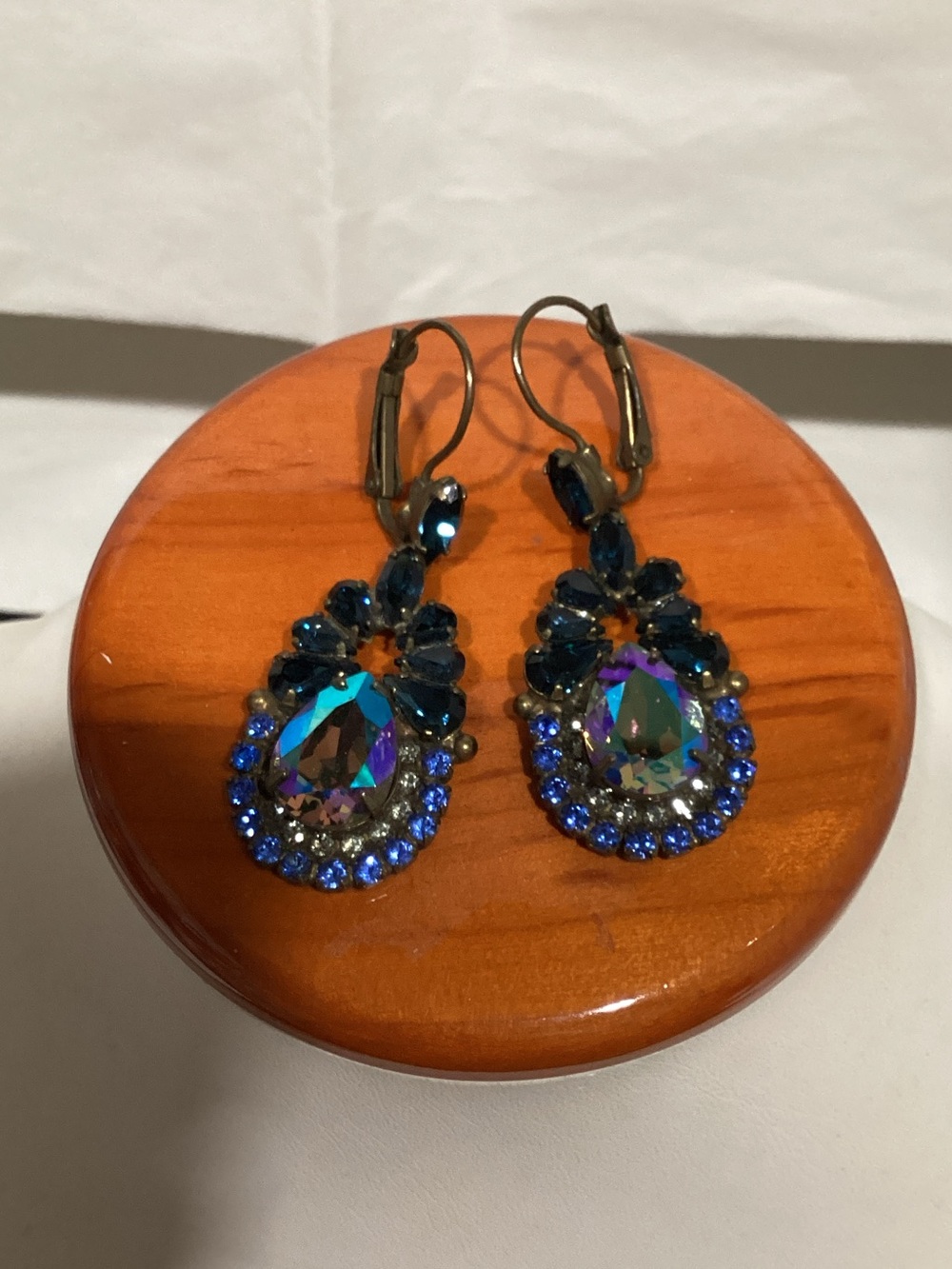 Sorrelli Iridescent Teardrop Earrings with Deep Blue Accents